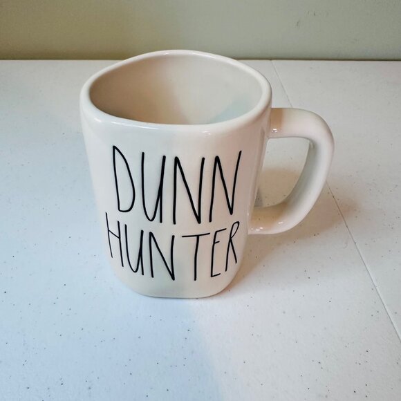 Rae Dunn "Dunn Hunter" Ceramic Coffee Mug White Black Text - Picture 7 of 7